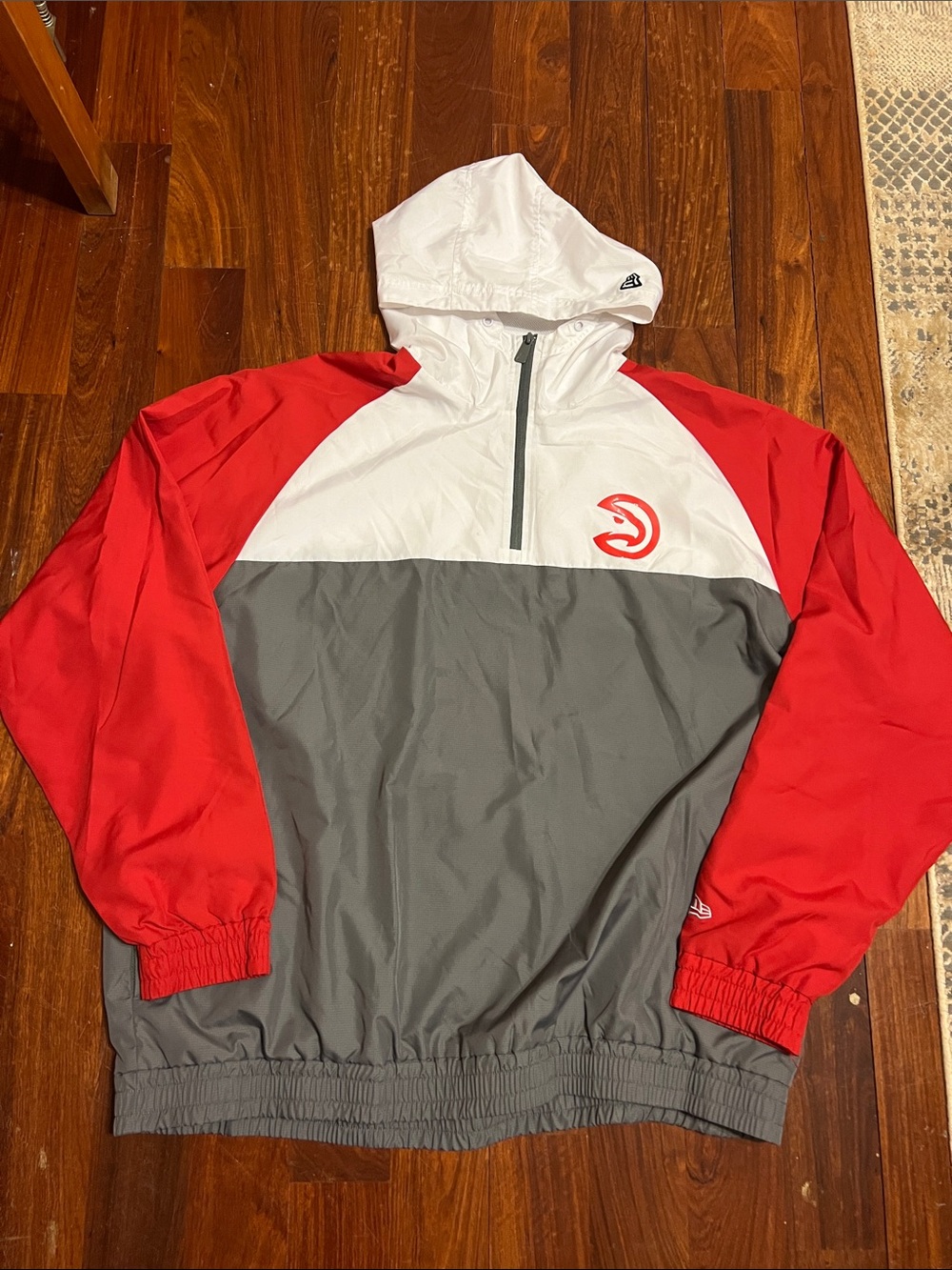 New Era Atlanta Hawks Men's Red, White & Gray Pullover Windbreaker Jacket